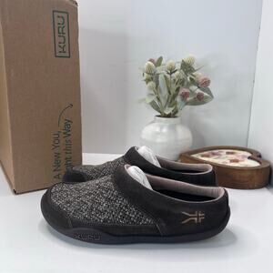 Kuru Draft Slip On Mule Slipper Comfort Charcoal Cocco Brown Men 9.5 M